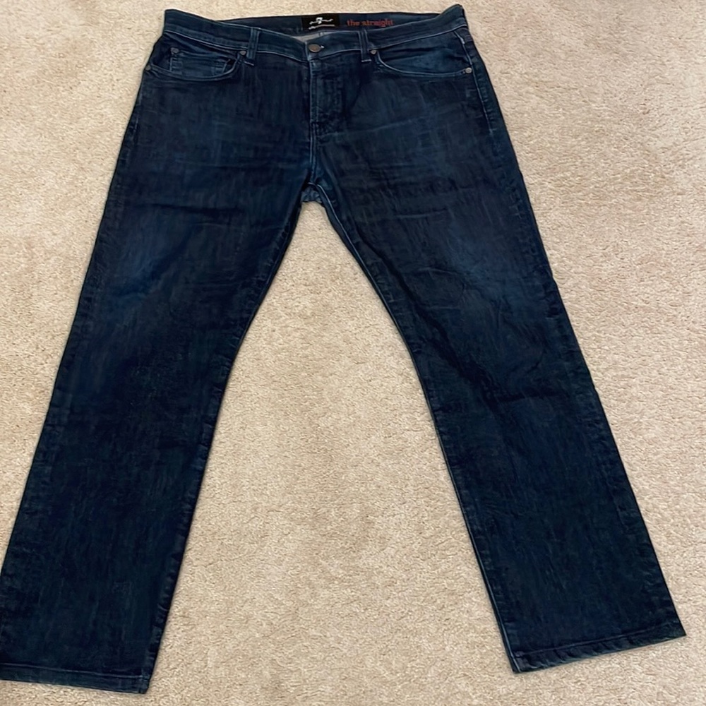 7 for all mankind men’s jeans, size 38, the straight, dark blue color